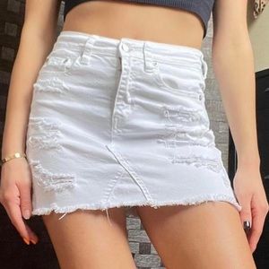 White denim mini skirt